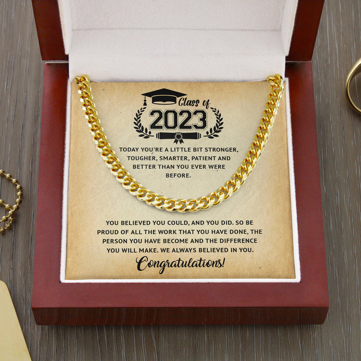 Jewelry gifts Class Of 2023 - You Make Us Proud - Cuban Link Chain - Belesmé - Memorable Jewelry Gifts