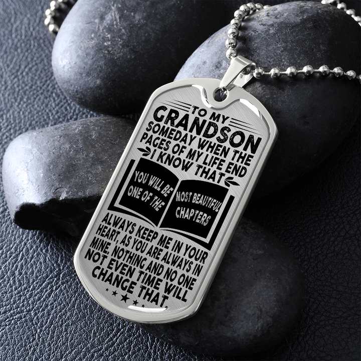 Grandson - Pages Of Life - Military Necklace