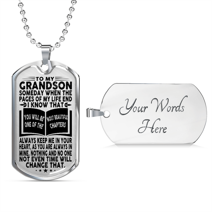Grandson - Pages Of Life - Military Necklace
