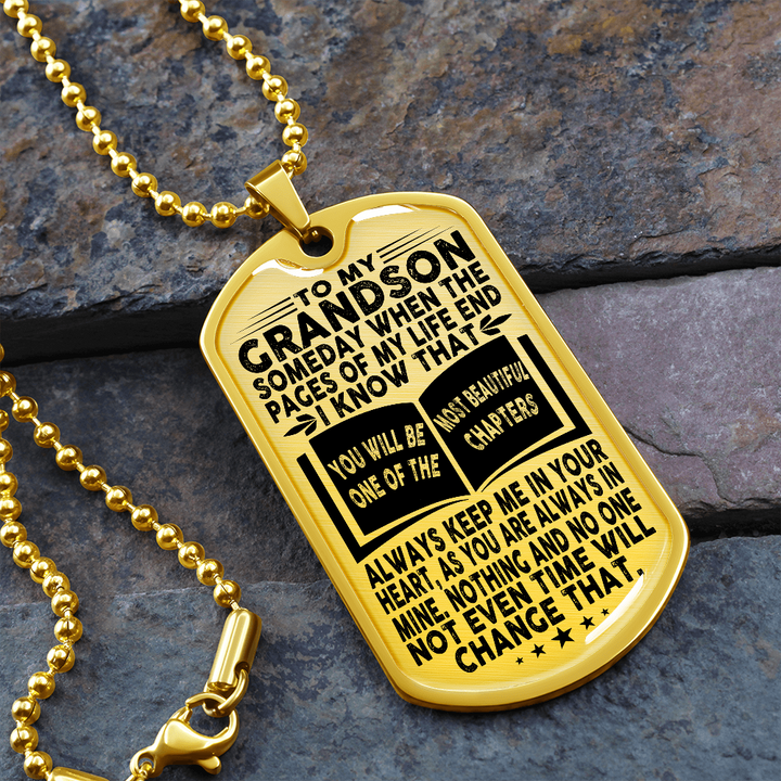 Grandson - Pages Of Life - Military Necklace