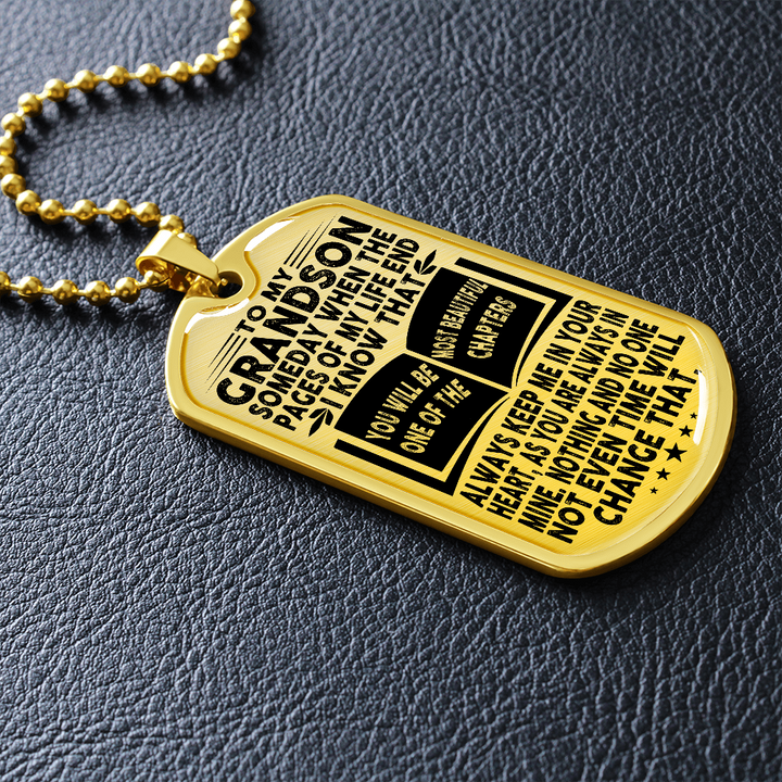 Grandson - Pages Of Life - Military Necklace