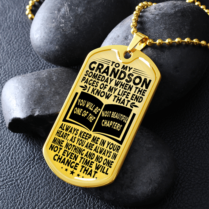 Grandson - Pages Of Life - Military Necklace