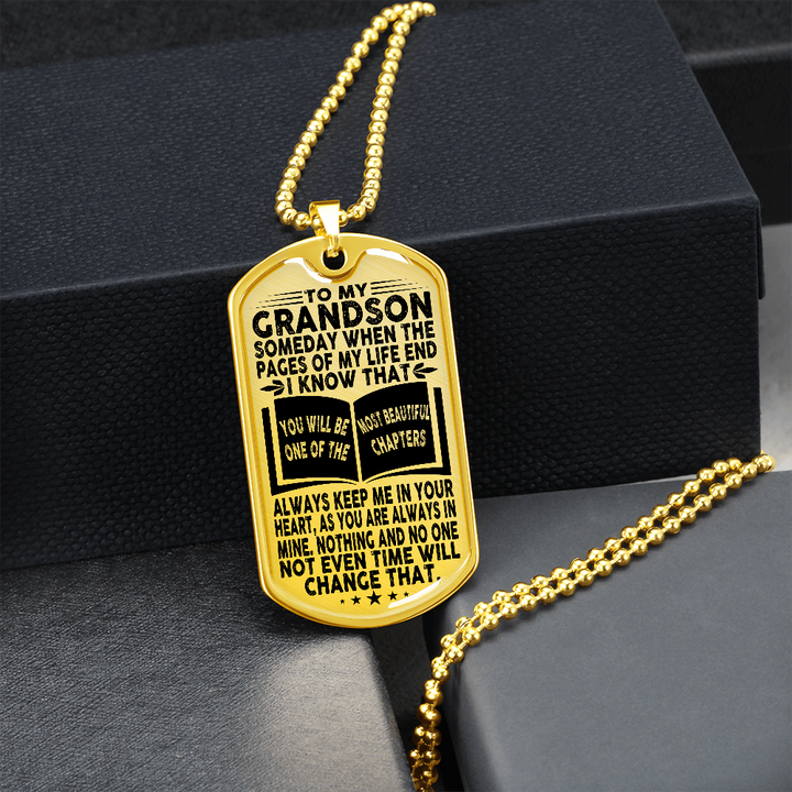 Grandson - Pages Of Life - Military Necklace