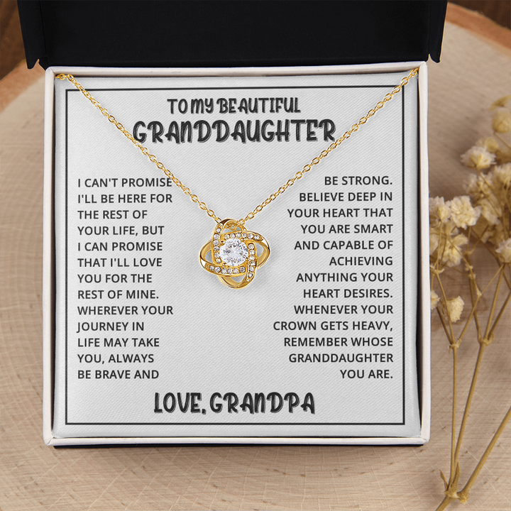 Granddaughter - Be Strong - Love Knot Necklace