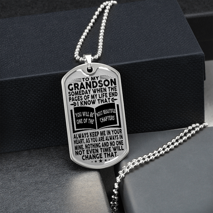 Grandson - Pages Of Life - Military Necklace