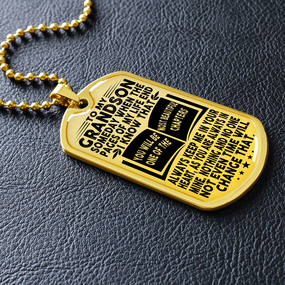 Grandson - Pages Of Life - Military Necklace