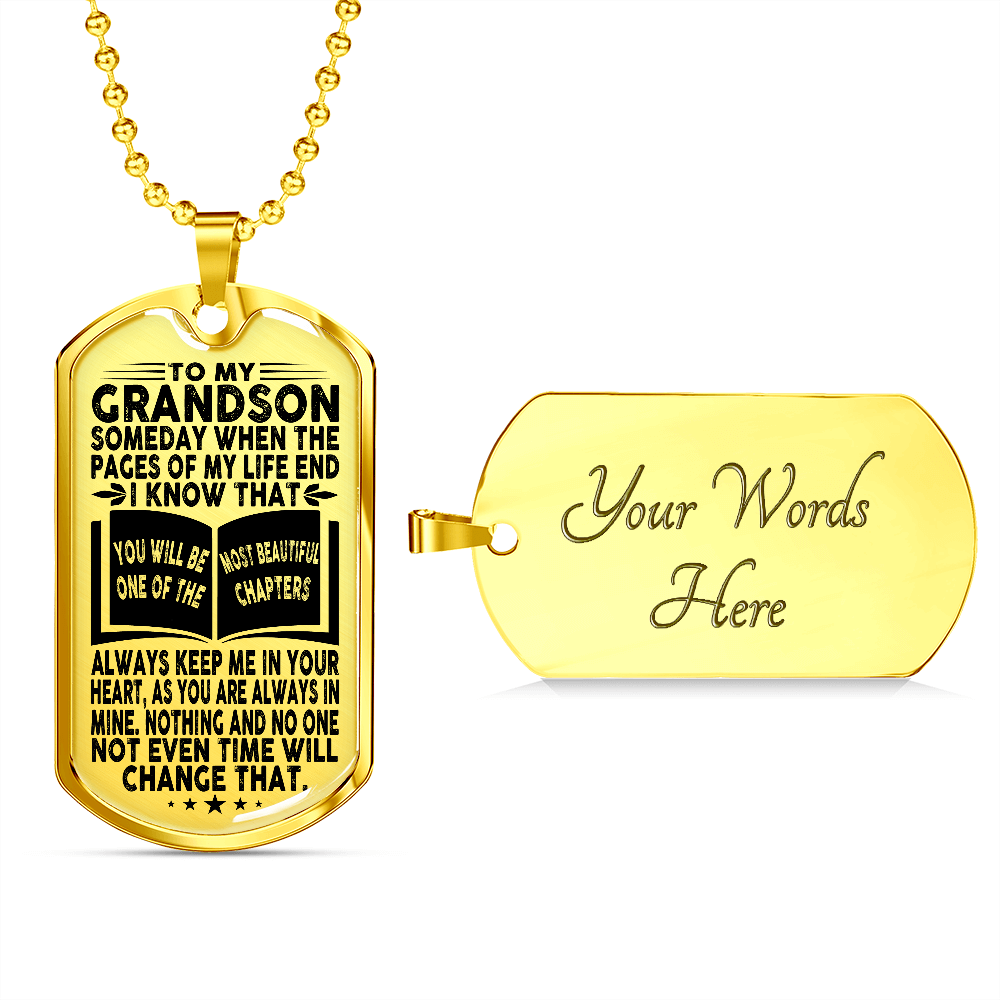 Grandson - Pages Of Life - Military Necklace