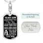 Son - Brave - Dog Tag With Swivel Keychain